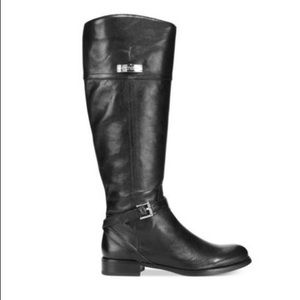 Coach Black Micha Calf Tall Leather Riding Boots